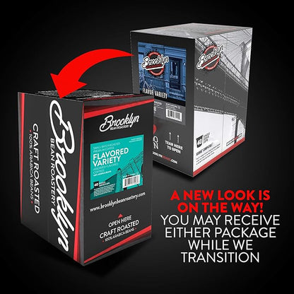 Brooklyn Beans Flavored Coffee Pods Assorted Gourmet Variety Pack, Compatible with 2.0 Keurig K Cup Brewers, 40 Count