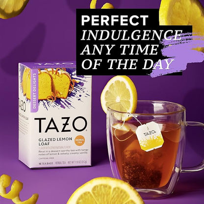 TAZO Dessert Delights Glazed Lemon Loaf Herbal Tea Bags, Aromatic Blend, Caffeine-Free, 90 Total Tea Bags (15ct - Pack of 6)