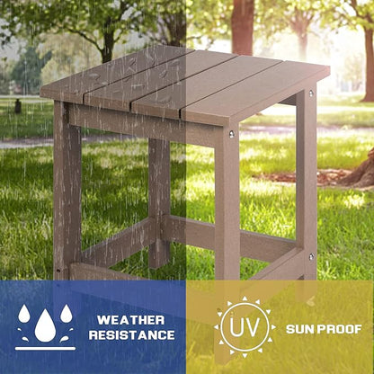 LZRS Adirondack Square Outdoor Side Table for Patio, Pool Composite Patio Table,HDPE End Tables for Backyard,Pool, Indoor Companion, Easy Maintenance & Weather Resistant(Weather Wood)