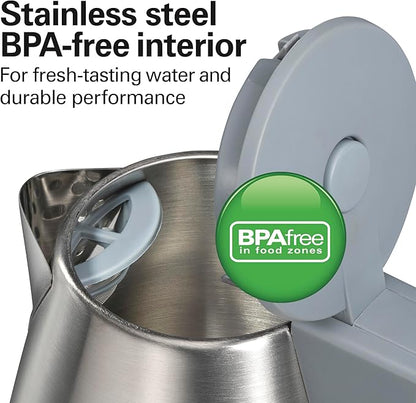 Hamilton Beach 1 Liter Electric Kettle, Water Boiler & Heater, Fast 1500 Watts, BPA Free Interior, Cordless Serving, Auto-Shutoff and Boil-Dry Protection, Cord Wrap, Stainless Steel (41065)