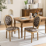 Load image into Gallery viewer, French Country Dining Chairs Set of 8, Brown Upholstered Dining Chairs, PU Leather Tufted Back, Solid Wood Legs, Farmhouse Kitchen &amp; Dining Room Chairs, Sillas De Comedor (Brown, 8Pcs)