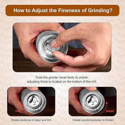 M6 Manual Coffee Grinder,Conical Hexagonal Burr & Double Bearings for Smooth Grinding,Portable Mini Hand Coffee Grinder for Espresso Pour Over French Press at Home or Camping Travling