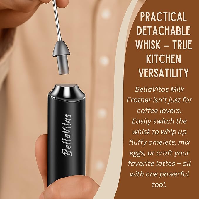 Rechargeable Handheld Milk Frother, Coffee Frother Wand with Stand and 2 Stainless Steel Whisks, Portable Mixer and Foamer, 3 Speed Whisk for Latte, Cappuccino, Matcha, Cocoa, Eggs, White-1