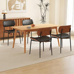 Load image into Gallery viewer, Modern PU Leather Dining Room Chairs Set of 6, Upholstered Kitchen Chairs with Walnut Bentwood Back and Metal Legs Adjustable Feet for Kitchen Dining Room(Balck)