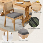 Load image into Gallery viewer, Vintage French Country Dining Chairs Set of 2, Rattan Dining Chairs with a Low Square Back, Grey Upholstered Dining Chair, Sillas para Comedor, Kitchen &amp; Dining Room Chair (Gray, Rattan, 2Pcs)