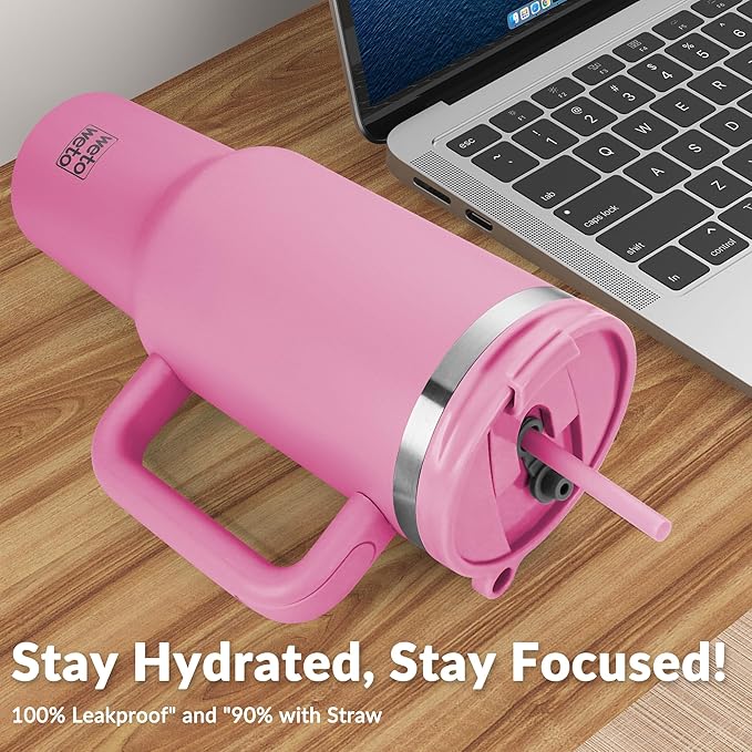 WETOWETO 40oz Tumbler with Handle and Lid | 100% Leakproof Insulated Stainless Steel Travel Mug | Keeps Cold 34Hrs/Hot 10Hrs | Dishwasher Safe, Fits Car Cup Holder (Lilac Color)