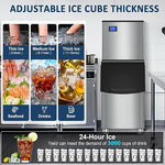 Load image into Gallery viewer, Commercial Ice Maker Machine 460LBS/24H 360LBS Ice Bin LCD Touch Screen Self Cleaning Function Freestanding Ice Maker 156 Counts Ice Ready in 5-10 min Clear Ice Cube for Cafe, Bar, Home
