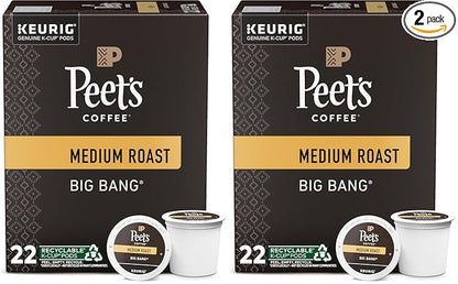 Peet's Coffee K-Cup Coffee Pods for Keurig Brewers, Medium Roast, Pods, Big Bang, 22 Count (Pack of 2)