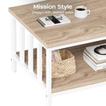 Load image into Gallery viewer, Coffee Table for Living Room with Slatted Sides Frame, Modern Farmhouse Living Room Table with 2-Tier Storage Shelf for Home Office, Apartment, 39 inch, Light Coffee