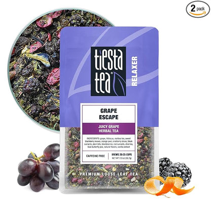 Tiesta Tea - Grape Escape, Loose Leaf, Juicy Grape Herbal Tea, Non-Caffeinated Fruit Blend, Makes Hot or Iced Up to 25 Cups, 2oz Resealable Pouch