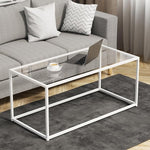 Load image into Gallery viewer, Coffee Table for Living Room, Glass Coffee Tables, Modern 39.4" Center Table for Small Space, Apartment, Office Living Room Home, Rectangular Coffee Table with Clear Glass Top &amp; Metal Frame, White