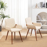 Load image into Gallery viewer, LUNLING Mid Century Modern Faux Leather Dining Room Chairs Set of 4 Upholstered Seat Metal Legs Chairs Cream White Faux Leather Kitchen Chair Reception Room Chair 4PCS