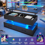 Load image into Gallery viewer, SEDETA 40" Lift Top Coffee Table, Coffee Tables with Storage for Living Room, Small Coffee Table with 2 Drawers &amp; LED Light for Dining Reception Room, Black