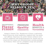 Load image into Gallery viewer, Nelson's Tea Raspberry &amp; Cream - Cut &amp; Sifted Loose Leaf Tea with Rooibos Green Tea, Dried Red Raspberry Leaf, Marigold, Hibiscus, Rose Petals, and Safflower (3.2 oz)