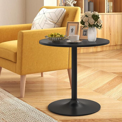 COSTWAY Round Bistro Table Set of 4, Height Adjustable Bar Height Cocktail Table, High Top Pub Table Snack Table with Heavy-Duty Metal Base for Home Bar, Dining Room, Restaurant, Black