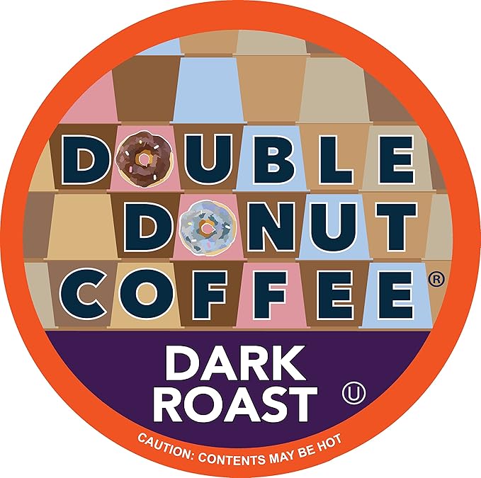 Double Donut Dark Roast Coffee Pods, Extra Bold Blend Coffee, Single Serve Coffee For Keurig K Cups Machines, Dark Roast Coffee in Recyclable Pods, 80 Count