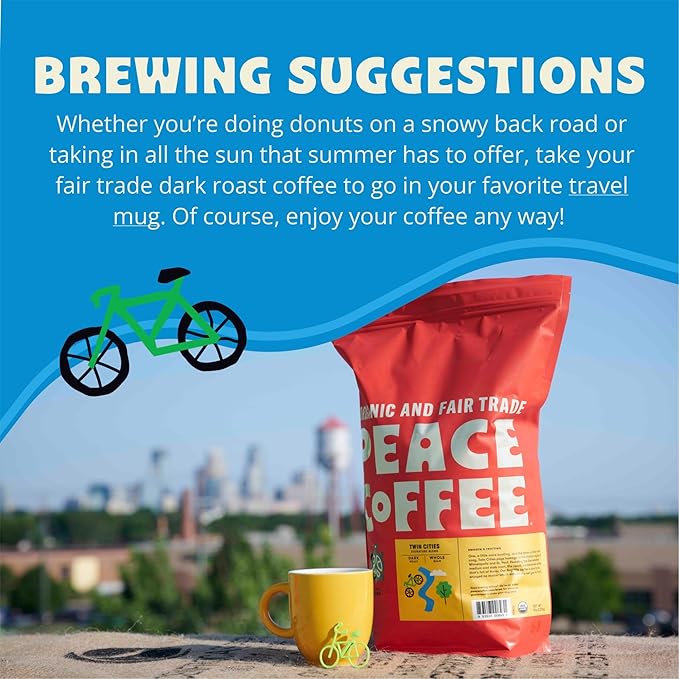 Peace Coffee Twin Cities Blend | 5 lb Ground Dark Roast | Organic Fair Trade | Smooth, Inviting Flavor | Shade Grown, Fresh Roasted