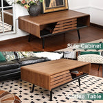 Load image into Gallery viewer, Wood Rectangle Coffee Table with Storage, Mid Century Modern Coffee Table, Living Room Center Table for Home, Apartment, Office, Walnut/Black