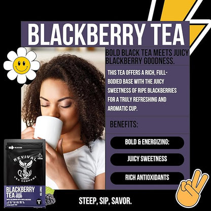 Revival Tea Company Blackberry Tea - Black Tea Blend with Blackberry Leaf - 24 Tea Bags