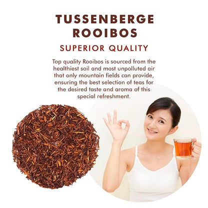 Tussenberge Organic Rooibos Tea Bags – Premium South African Red Bush Herbal Tea, Smooth & Full-Bodied Flavor, Naturally Caffeine-Free, 40 Tagless Tea Bags