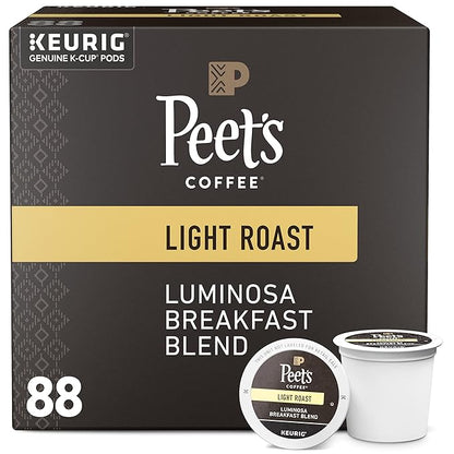 Peet's Coffee, Light Roast K-Cup Pods for Keurig Brewers - Luminosa Breakfast Blend 88 Count (4 Boxes of 22 K-Cup Pods)
