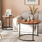 Load image into Gallery viewer, aboxoo Nesting Coffee Table Set of 2, Small Round Glass Nesting Tables for Living Room Bedroom, Accent Tea Table with Metal Frame Modern Industrial Simple