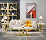 Load image into Gallery viewer, Living Room Table Set, 3-Piece Table Set Includes Coffee Table &amp; 2 End Tables, White and Gold Table Set for Home Apartment Office