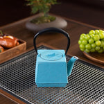 Load image into Gallery viewer, Cast iron Teapot, Tea Kettle for Stovetop Safe with Stainless Steel Infuser,Japanese Hand-made Square Tea Pot Coated with Enameled Interior for 27oz,780ml Blue