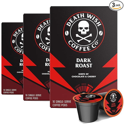 Death Wish Coffee, Dark Roast Pods 30 Count