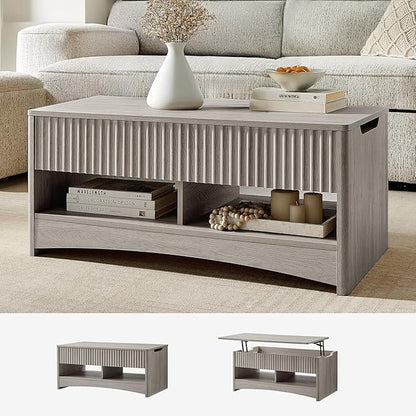 Amada Lift Top Coffee Table with Storage, Modern Center Table with Hidden Compartment, Rectangle Coffee Tables for Living Room, Small Spaces,Office,Grey