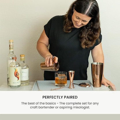 A Bar Above 14-Piece Matte Black Bartender Kit, Modern Bar Tool Set for Home Mixologists and Pros, Includes Black Stainless Steel Cocktail Shaker, Jigger, Strainers, Spoon, Picks, and Bar Accessories