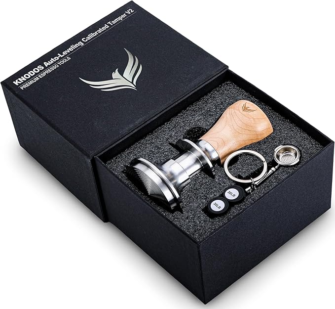 58.5mm Tamper Fits 58mm Portafilters Calibrated Auto-Leveling and Double Spring Loaded Design Stainless Steel Ripple Base Espresso Tamper with 20lb / 25lb / 30lbs Replacement Springs