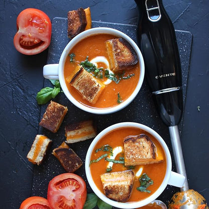 OVENTE Immersion Hand Blender, 300W Electric Handheld Portable Stick Mixer with 2 Mixing Speed and Stainless Steel Blades for Effortless Blending Smoothies, Shakes, Puree or Baby Food, Black HS560B