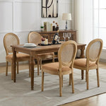 Load image into Gallery viewer, French Country Dining Chairs Set of 8, Amber Cane Back Rattan Dining Chairs with Linen Upholstered Seat, Solid Wood Legs, Farmhouse Kitchen &amp; Dining Room Chairs, Sillas De Comedor (Amber, 8Pcs)