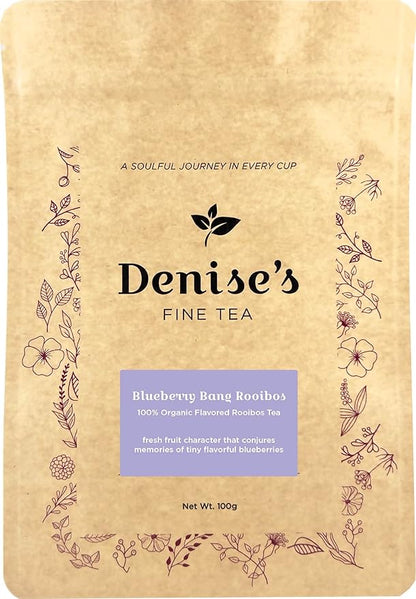 Denise's Fine Tea, USDA Organic, Blueberry Bang Rooibos, Flavored Rooibos Tea, Caffeine-Free, Loose Leaf (100g)