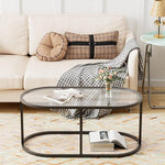 Load image into Gallery viewer, Coffee Table Black Glass Coffee Tables for Living Room, Oval Table Center Table with Sturdy Metal Frame,Modern Tempered Glass Accent Tables for Bedroom Home Office