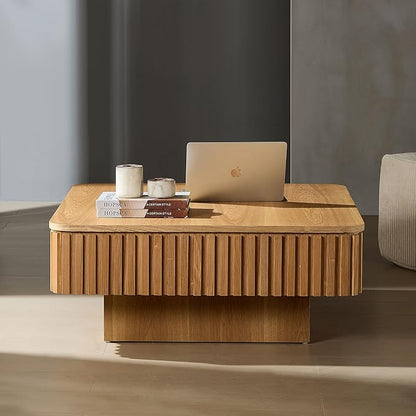 KEVINSPACE Lift Top Coffee Table Square Coffee Tables for Living Room Furniture Small CoffeeTable with Large Hidden Storage Center Table Mid Century ModernTable Rustic Ash 35.43" W x14.57-24.5" H
