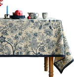 Load image into Gallery viewer, Designer French Linen Tablecloth Rectangular,Blue Floral Washable Indoor Table Cloth,Durable Home Decor Tablecloths for Dining Thanksgiving Kitchen Party Christmas,55"*87"-Ruyi B