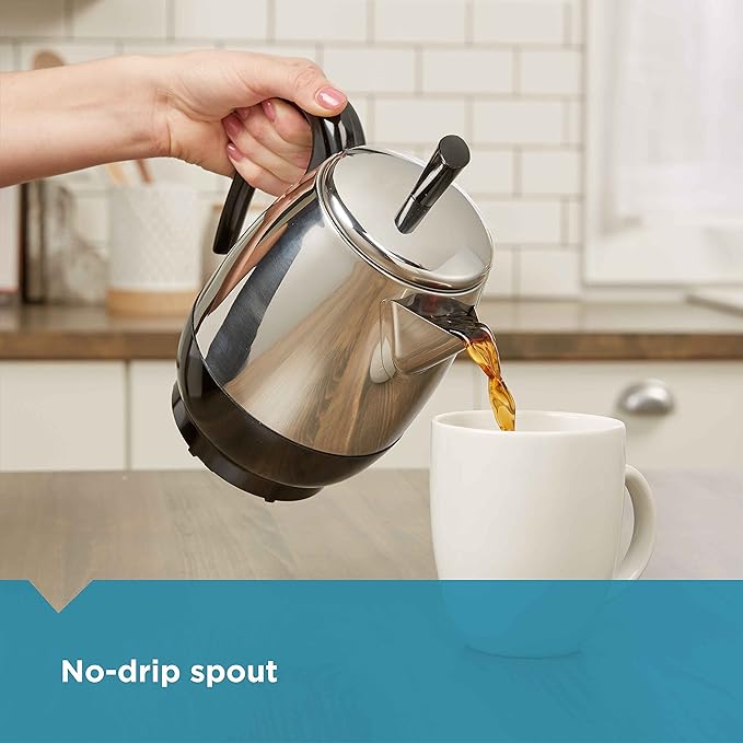 Farberware Electric Coffee Percolator, FCP240, Stainless Steel Basket, Automatic Keep Warm, No-Drip Spout, 4 Cup, Black/Silver