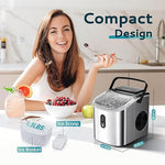 Load image into Gallery viewer, EUHOMY Countertop Ice Maker Machine with Handle, 26.3lbs Per Day, 9 Cubes in 6 Mins, Auto-Cleaning Portable Ice Maker with Basket and Scoop, for Home/Kitchen/Camping/RV (Silver)