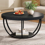 Load image into Gallery viewer, Tribesigns Black Round Coffee Table, 31.7" Modern 2-Tier Circle Coffee Table with Storage Shelves, Accent Cocktail Table Center Table for Living Room