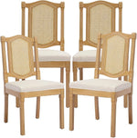 Load image into Gallery viewer, Vintage French Country Dining Chairs Set of 4, Beige Cane Back Rattan Dining Chairs with Linen Upholstered Seat, Solid Wood Legs, Farmhouse Kitchen &amp; Dining Room, Sillas De Comedor (Beige, 4Pcs)