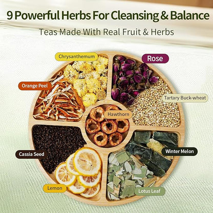 ZenVitality Oil Cleansing Tea Supports Fat Metabolism|Cholesterol Health|Digestive Health Winter Melon Lotus Leaf Tea with Chrysanthemum|Rose|Lemon|Cassia Seed|Hawthorn|Orange Peel|Buckwheat 10g*25Bag