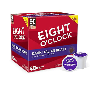 Eight O'Clock Coffee Dark Italian Roast, Single-Serve Keurig K-Cup Pods, Dark Roast Coffee, 48 Count