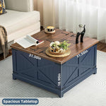 Load image into Gallery viewer, Farmhouse Coffee Table with Hidden Storage Organizer, Modern Square Large Center Table, Wood Farm House Low Navy Blue Living Room Tables with Hinged Lift Top for Home, Office