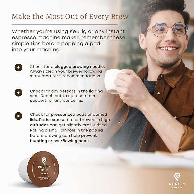 Purity Coffee PROTECT Highest Antioxidant Light-Medium Roast - USDA Certified Organic Specialty Grade Arabica Single-Serve Coffee Pods - Third Party Tested for Mold, Mycotoxins, Pesticides - 12 ct Box