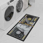 Load image into Gallery viewer, Ottomanson 22" x 53" $100 Bill Money Rug - Durable &amp; Non-Slip Area Rug - Fun &amp; Eye-Catching Decor for Bedroom, Office, Game Room &amp; Man Cave - Unique Gift for &amp; Trendy Home Decor, Black/Gold