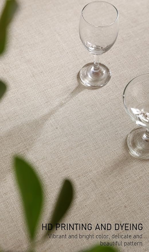 Designer Christmas Linen Small Square Tablecloth,Light Beige Western Elegant Table Cloth,Wrinkle Resistant Decor Tablecloths for Dining Thanksgiving Kitchen Christmas,55"*55"-Carol G