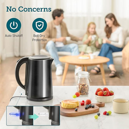 COSORI Electric Kettle, Cool-Touch Double Wall Stainless Steel Insulated, Automatic Shut Off & Boil-Dry Protection, Durable Tea Kettle Boiler & Heater, 1.5L/1500W, Black