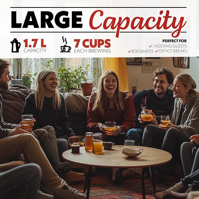 Gourmia Electric Programmable Glass Kettle – 1.7L Temperature Control Tea & Coffee Kettle with Digital Touch Display, 6 Presets, Keep Warm, Removable Stainless Steel Infuser, 360° Swivel Base – White